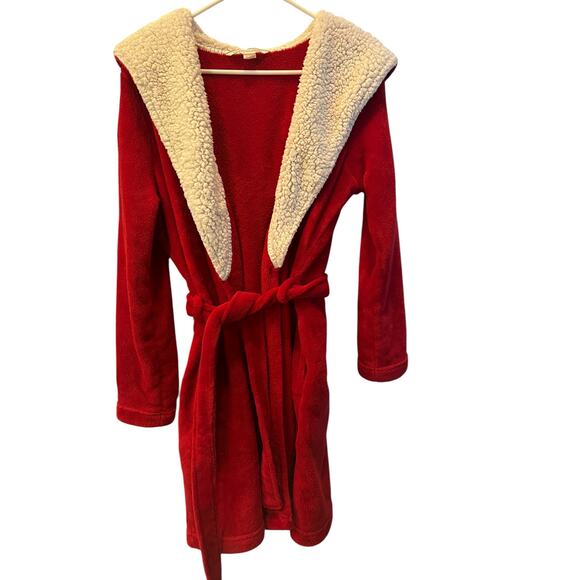 VICTORIA'S SECRET Cozy Plush Sherpa Hooded Robe Red Fleece Bathrobe - Picture 1 of 9